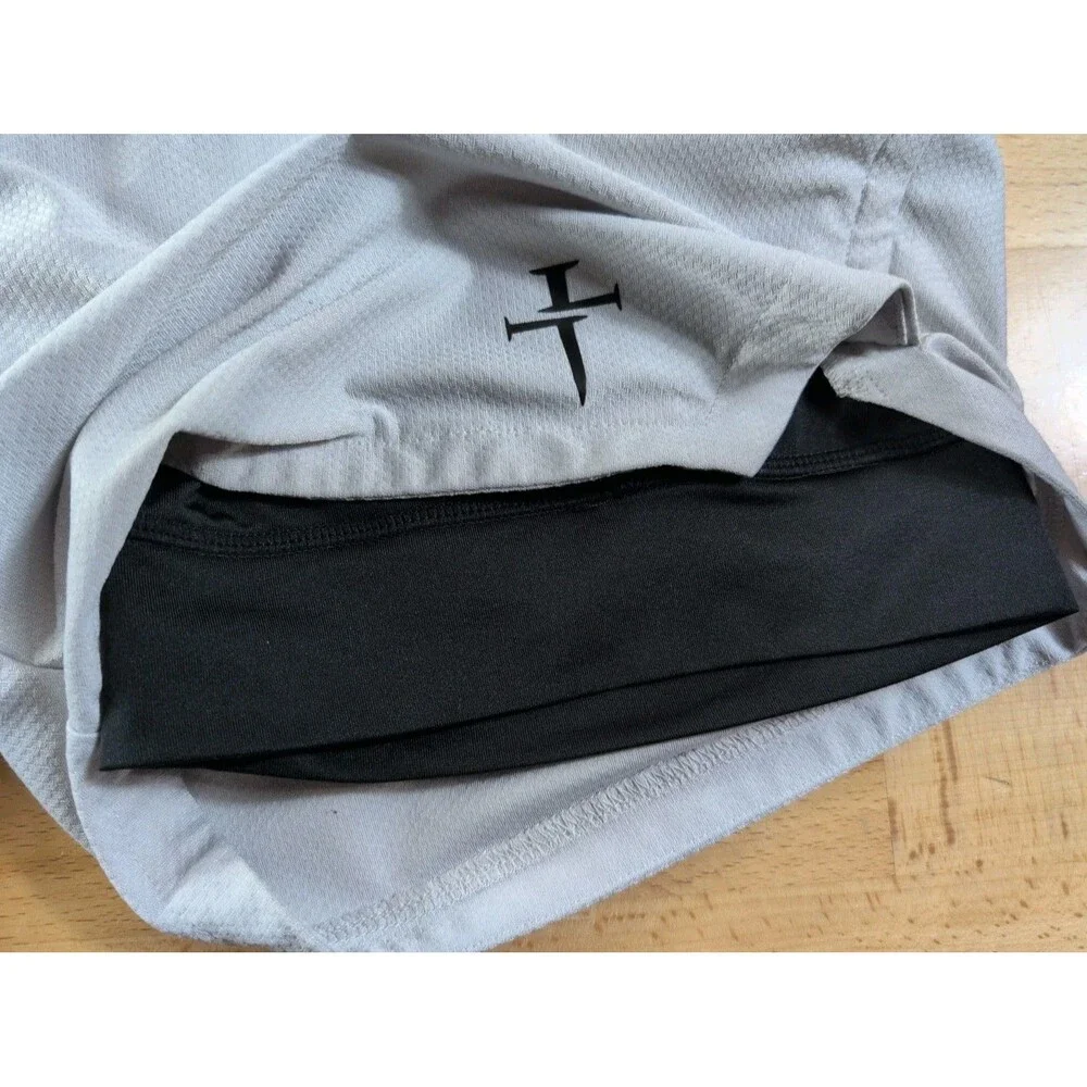 Three Nails Shorts Mens 2XL Gray Athletic Running Quick Dry Lined Drawstring